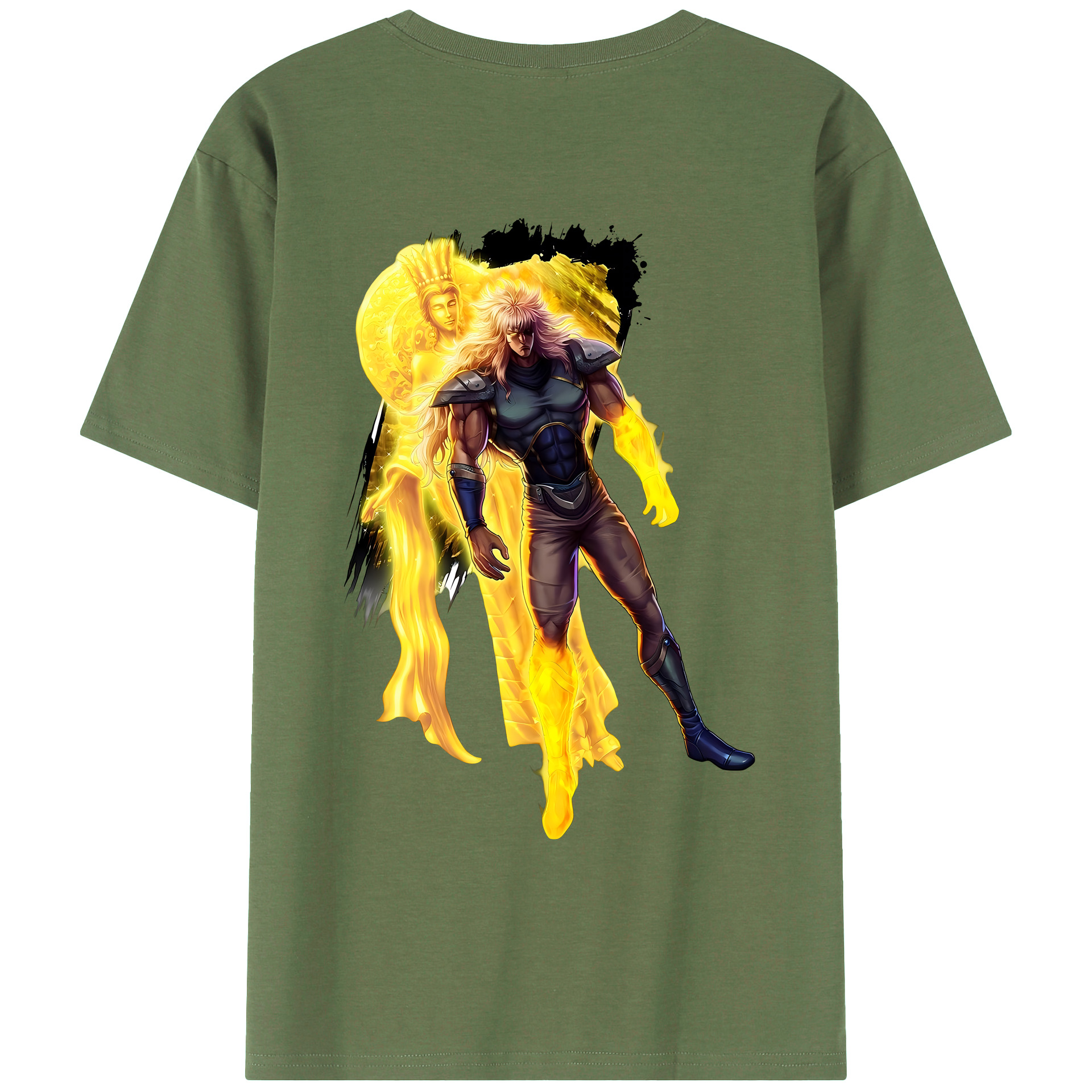 （画像用） 北斗の拳 Fist of the North Star 綿100％ メンズ半袖Tシャツ（バックプリント） 通気性